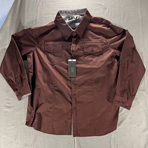 Triumph and Tragedy Burgundy Utility Shirt Mens NWT Streetwear Modern Workwear